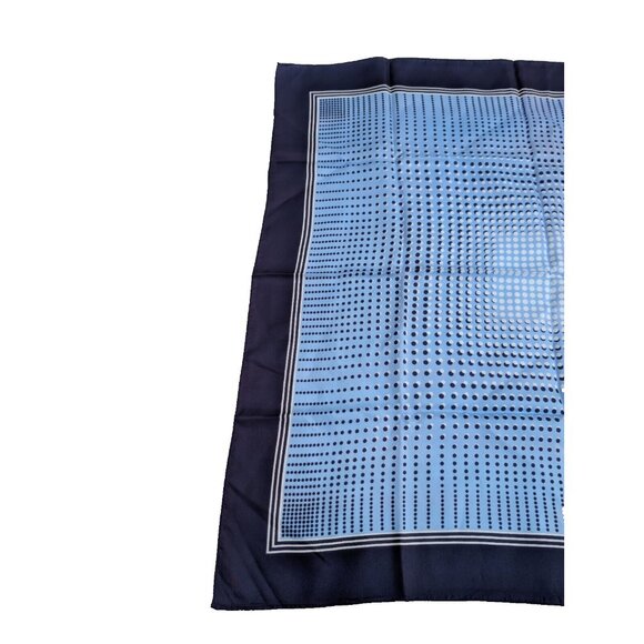 Vintage Ombre Dark Blue Aqua Light Blue Geometric Scarf  26.25" X 26.75" - Picture 8 of 9